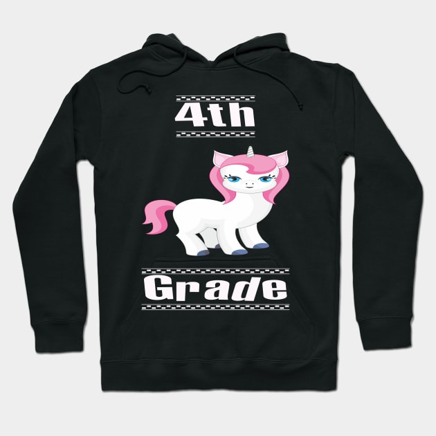 4th Grade Pretty Unicorn Design Hoodie by familycuteycom